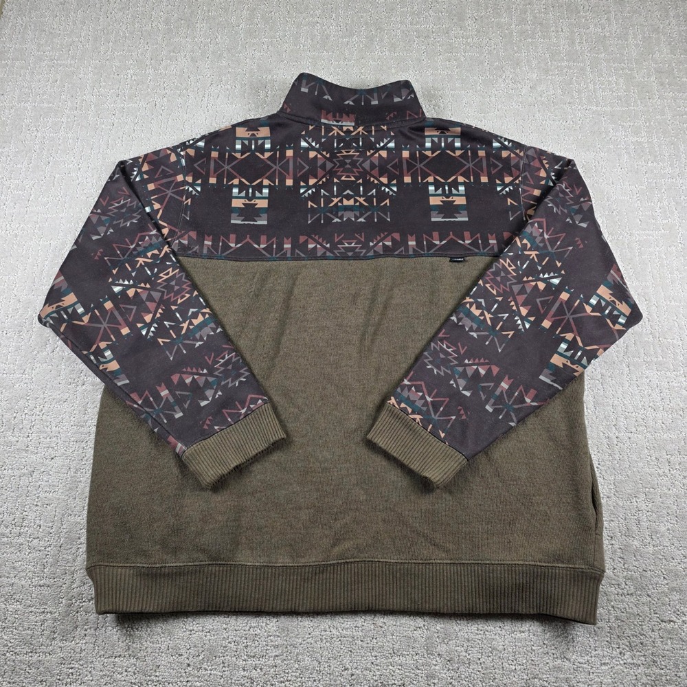 Hooey Mens XL Southwestern Aztec Print Snap Mock Neck Pullover Sweatshirt Olive - Picture 4 of 9